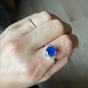 Sterling Silver ring with synthetic sapphire